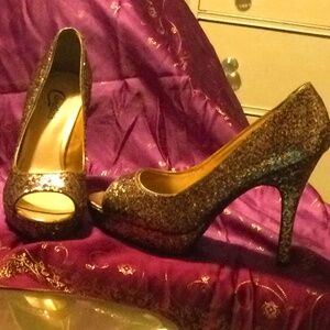 Candies brand multi color glitter open toe heel. Excellent condition, size  9